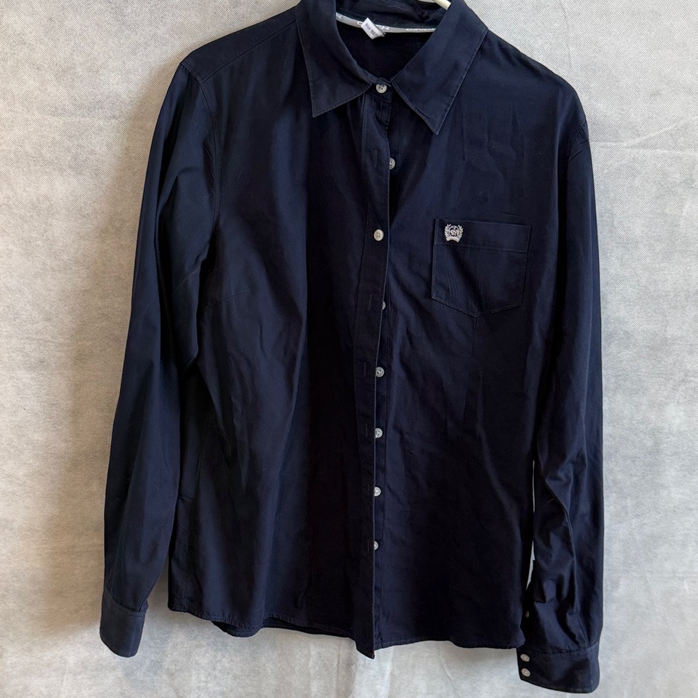 Women's XL Navy Blue Button-Up Shirt